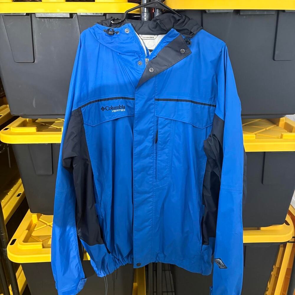 Columbia blue windbreaker jacket with